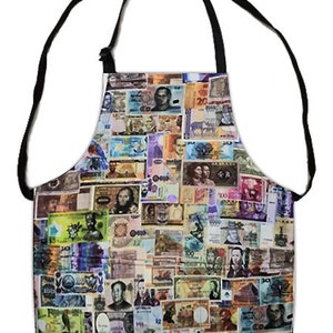 US HANDMADE 2 in 1 APRON with &quot;Library Rarities Five&quot; Pattern, Cotton, Reversible, New