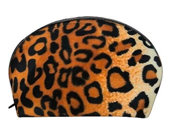 US Handmade Make-Up Bag with "LEOPARD" Pattern Cosmetic Bag, Clutch Purse, Pouch, New