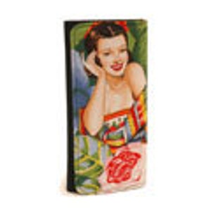 USA Handmade Bi-fold Women’s Wallet avec « Happy Senorita » Pin Up Pattern, Coton, Nouveau ET RARE