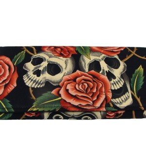 BIFOLD Woman wallet Skulls and Roses Wallet US Handmade Wallet