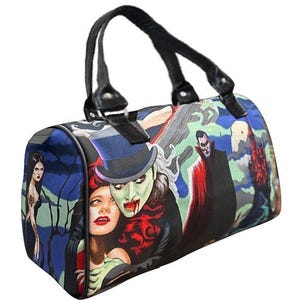 Sac à main pour médecin fait main aux États-Unis avec motif « Night of VAMPIRE BLACK », style cartable, tissu en coton, neuf