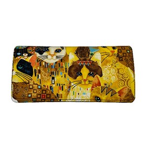 US HANDMADE « Golden BEJEWELED CATSs » Portefeuille bi-fold pour femmes Tissu en coton, Nouveau, Rare
