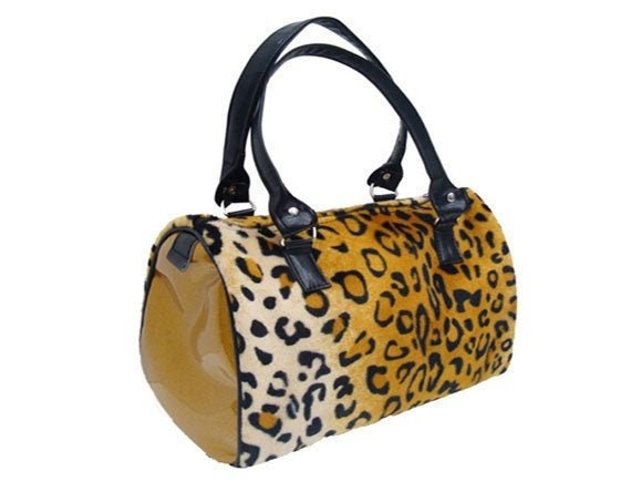 USA Handmade Handbag Doctor bag Satchel Style Animal Print Leopard with Shiny Gold Fabric 50 s Pattern Bag Purse New Mix A