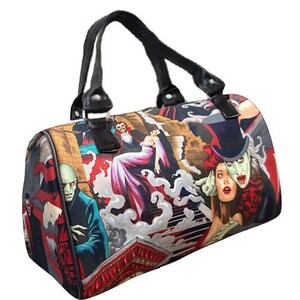 Sac à main pour médecin fait main aux États-Unis avec motif « Night of VAMPIRE RED » style cartable, tissu en coton, neuf
