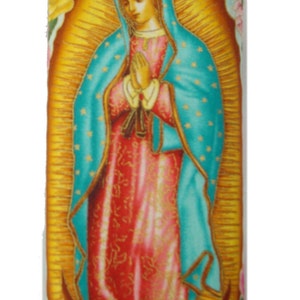 USA Handmade Bifold Woman Wallet Con "Santa Virgen María" Religión Latino Patrón Cultural, Algodón, Color TURQUESA, Nuevo, Raro