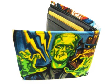 US Handmade Made Monsters Frankenstien Pattern Bi-Fold Men Wallet,  Cotton fabric, New