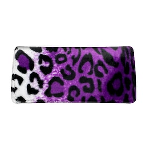 Portefeuille à deux volets « LEOPARD Purple Animal Fur » fabriqué à la main pour femmes, tissu en coton pour femmes, neuf, rare