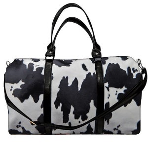 US HANDMADE Handbag Large Duffel Bag Satchel Style  "COW" Pattern Bag Purse, New