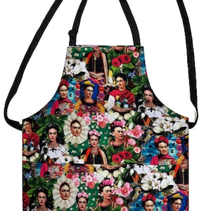 US HANDMADE 2 in 1 Apron with &quot;FRIDA Multicolor Pattern Cotton Fabric