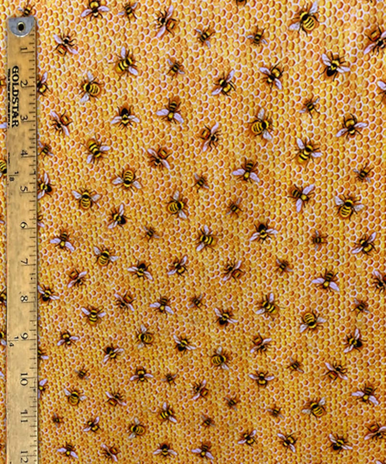 HONEY BEES Pattern Cotton Fabric 18 X 44 New and Etsy
