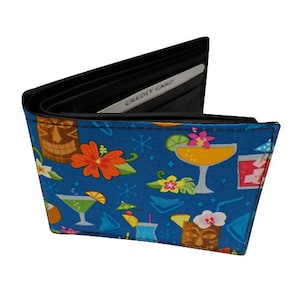 US HANDMADE Bi-Fold Unisex Wallet con "TIKKI Bar" Patrón tela de algodón, Raro, Nuevo