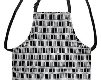 US HANDMADE 2 in 1 APRON with "Piano Keys" Pattern Cotton Fabric