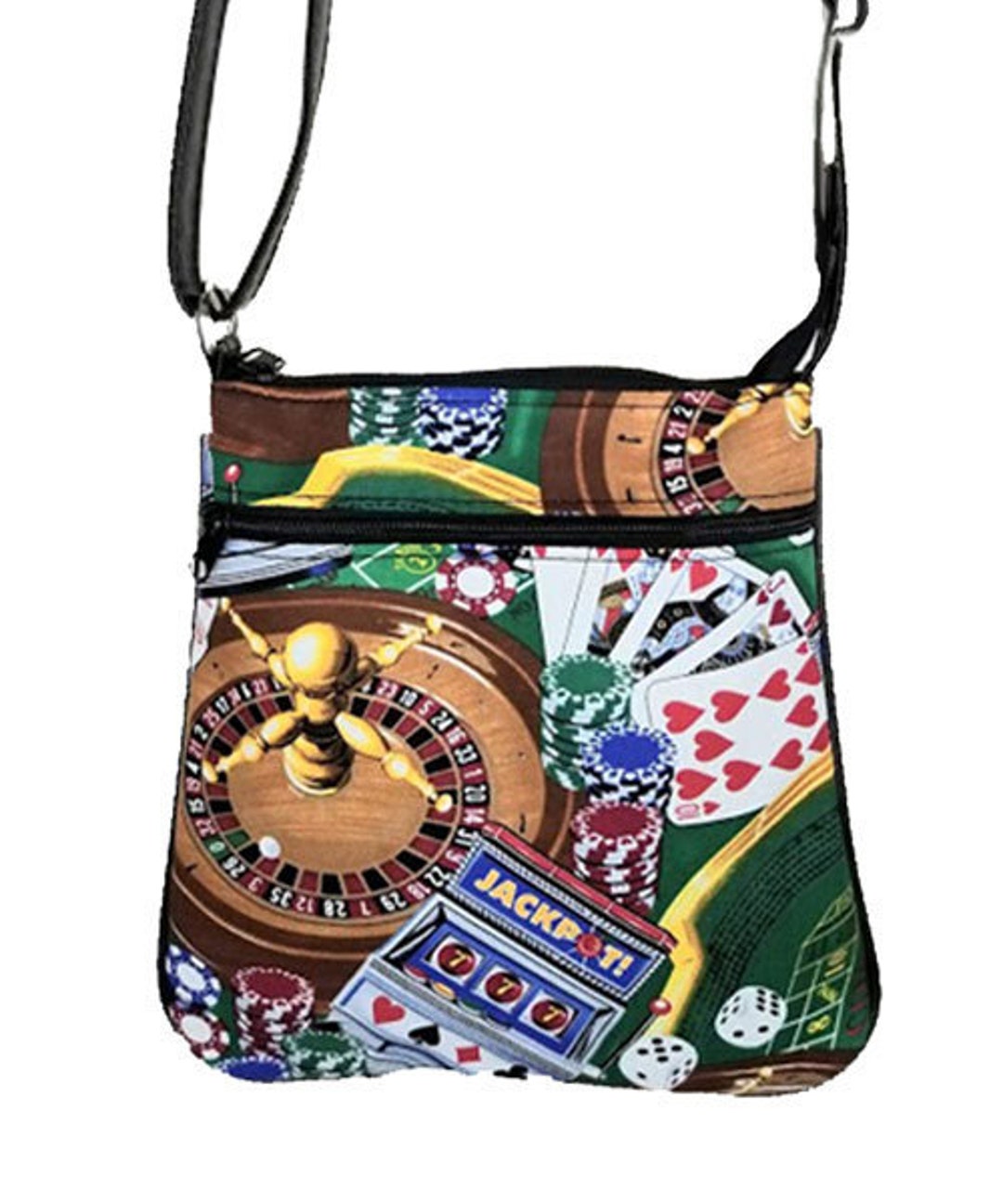 Casino Poker Pattern Print Leather Tote Bag main image 0