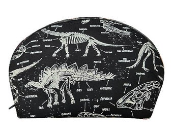 US Handmade Make-Up Bag with "DINOSAUR SKELETON" Pattern Cosmetic Bag, Clutch Purse, Pouch, New