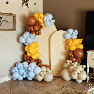 Here Comes The Son Boho Balloon Garland Boy Baby Shower Retro 1st Birthday Party Decorations Blue Rust Yellow White DIY Balloon Arch Kit