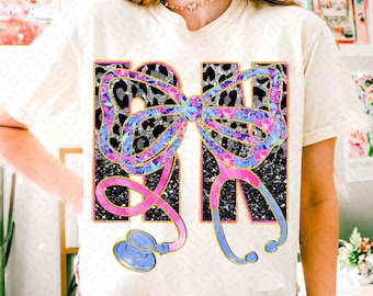 Preppy Floral Registered Nurse Coquette Png, Nurse life png, Nursing png, Everyday Png, Stethoscope Bow png, Preppy Nurse Design, Nurse Gift