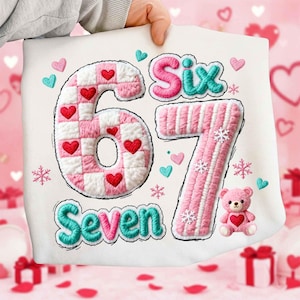 Klinkhaakgaren Faux Funny Six Seven Coquette Bow Png, 67 Viral Internet Joke Design, Trending Social Media Humor Png, 6 7 Valentine