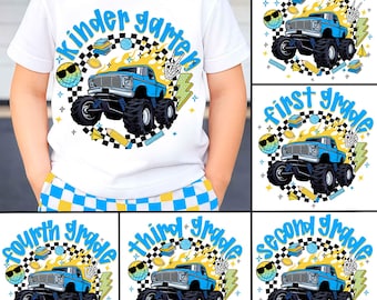 Back to School For Boys Bundle, Kindergarten Dude, Pre K PNG, First Day Of School, Truck For Boy Png, Retro PNG, First/ Second/ Third Grade