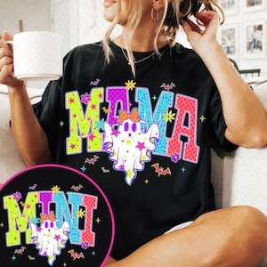 Halloween Neon Mama Mini Png, Halloween Neon Checkered Png, Spooky Season Png, Halloween Cute Neon Ghost Png, Spooky Mama Png, Digital File