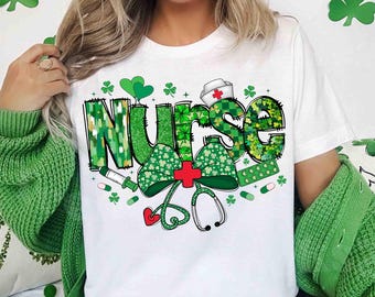 Nurse St Patricks day png, nurse png, St Patricks day png, St Pattys day png, St Patrick Day Nurse png, Stethoscope bow png, Nurse St Pattys
