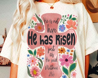 Ha resucitado Pascua cristiana png, Día de la resurrección png, png floral, png boho, png de pincelada, png floral abstracto, sublimación de Pascua dtf