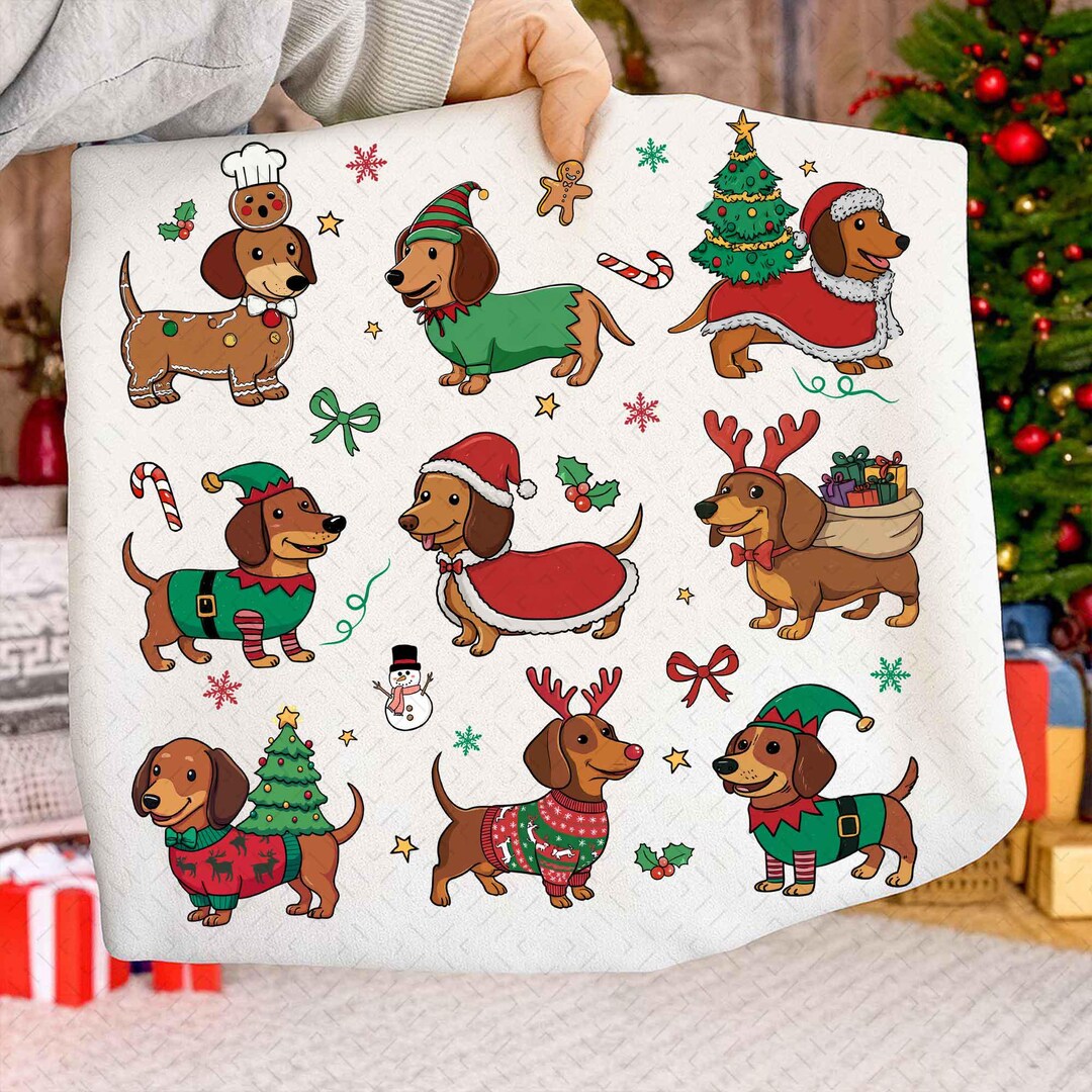 Funny Christmas Dachshund Dog PNG, Cute Holiday Puppy Clipart, Merry ...