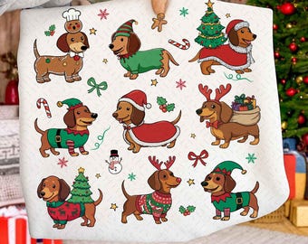 Funny Christmas Dachshund Dog PNG, Cute Holiday Puppy Clipart, Merry ...