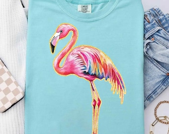 Summer Flamingo PNG, Preppy Summer Vibes Png, Neon Beach Png, Coastal Sublimation, Tropical Summer Coquette Png, Girly Summer Shirt Design