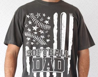Softball dad PNG, Softball Png, Softball Daddy Png, Sports Dad Png, Softball Dad Shirt Softball Shirt Png, Retro Usa Flag Softball dad png