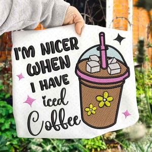 Ich bin schöner, wenn ich Eiskaffee Kaffee habe, Stickdateien, download