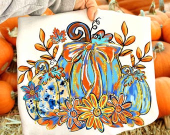 Floral Fall Pumpkin Png, Preppy Pumpkin Coquette Png, Glitter Pumpkin Png, Boho Autumn Flowers Png, Brushstroke Pumpkin Spice Png