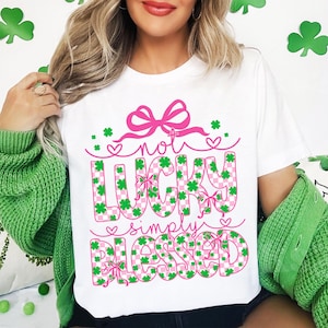 Not lucky simply blessed St Patrick&#39;s Day Coquette Png, St Patricks day png, St Patrick, St Pattys day png, Retro St Patrick day png