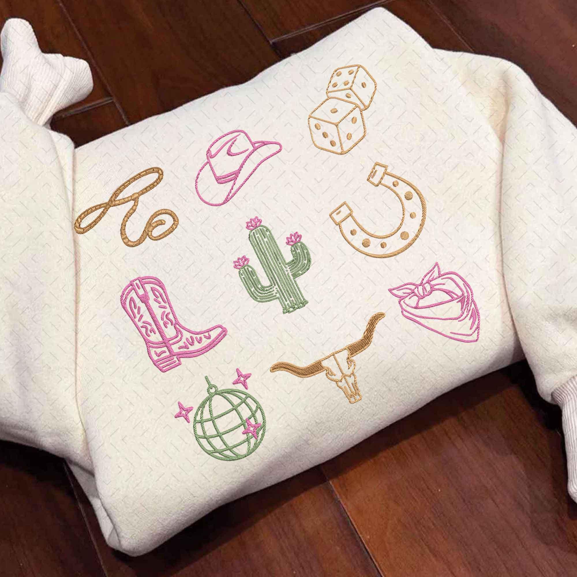 Machine Embroidery Rodeo Western Rodeo Mini Embroidery Design Set of 9, Cowboy Hat Boot ...