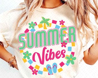 Summer Vibes PNG, Checkered Summer PNG, Retro Summer Png, Beach Png, Hello Summer Png, Summer Checkered Png, Retro Floral Summer Png