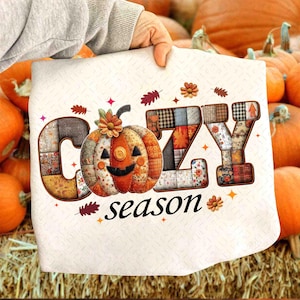 Cozy Season Embroidery PNG, Floral Pumpkin Patchwork, Fall Vibes, Fall Coquette, Fall Girly, Autumn Png, Cozy Season Digital Download