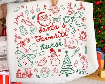 PNG de la enfermera favorita de Santa, diseño de camiseta navideña para enfermera, sublimación médica, descarga de estetoscopio de enfermera navideña