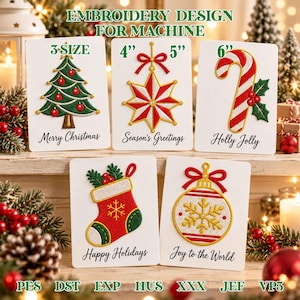 Patrones de tarjetas navideñas con hilo, 5 tarjetas de felicitación imprimibles con hilo, plantillas de bordado en papel para principiantes, PDF para manualidades de tarjetas navideñas