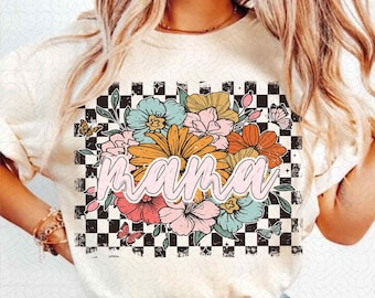 Mama checkers png, retro mama png, mama png, mama sublimation, floral mama png, mama dtf transfer, mothers day png, mama shirt png, mom png