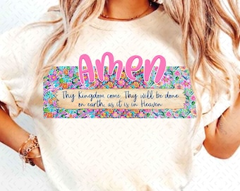 Floral Amen png, Amen png, Retro Easter png, Easter Christian png, floral spring png, bible verses png, vintage flower Easter png