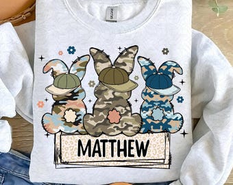 Egg Hunter Bunny Png, Boy Bunny With Backwards Cap Png, Camo Easter Bunny Sublimation File, Kids Easter Doodle, Boy Camo Easter Png