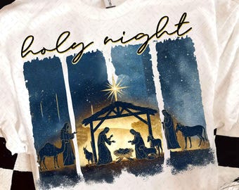 Oh Holy Night PNG Christian Christmas Png Sublimation Nativity Scene Png Christmas Manger Printable Design Religious Graphic Holy Family Png