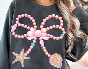 Coquette Clam Pearl Bow Png, Coastal Seashell Starfish PNG, Preppy Summer Vibes Pink Clam Png, Summer Beach, Girly Summer Png, Girls Trip
