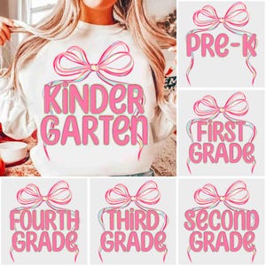Preppy Back to School PNG Bundle, Teacher Coquette First Day of School Shirt Design, Girly Pink Bow Sublimation, Pre-k 1st/2nd/3rd/4th Grade