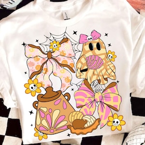 Concha Ghost Halloween Png, Pantasmas Ghost Png, Pan Dulce Png, Coquette Bow Ghost Png, Spooky Mexican Png, Dia De Los Muertos Png