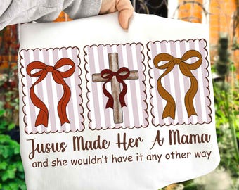Mamá cristiana coqueta otoño PNG, Jesús la hizo mamá PNG, Diseño de sublimación de camiseta de mamá bohemia otoño, Diseño de camiseta cristiana otoño PNG