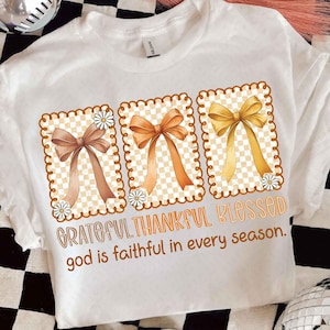 Grateful Thankful Blessed Png, Coquette Fall Season Png, Faith Based Autumn Sublimation, Christian Fall Bow Png, Religious Fall Png