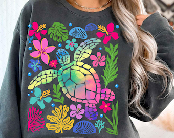 Boho Floral Sea Turtle PNG, Summer Png, Brushstroke Turtle Png, Beach Png, Turtle Png, Nautical Sublimation Designs, Fisherman Aesthetic Png