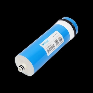 May include: A blue cylindrical water filter with white and black detailing. The filter has a label with the brand name "Ecosoft" and the model number CSV-3012-500.