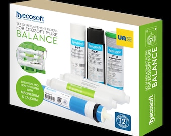 May include: A box of replacement filters for the EcoSoft P'ure Balance water filtration system. The box is green and white with a picture of the filters and the text "Decosoft" and "Balance".