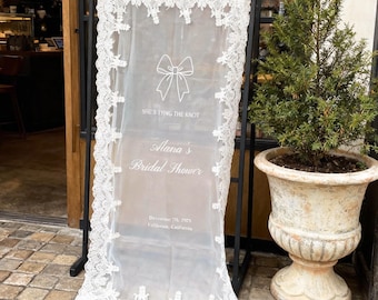 Modernes Spitze Brautdusche Willkommensschild, Benutzerdefinierte Spitze Tüll Brautdusche Zeichen, Schiere Spitze Hochzeit Willkommensschild.